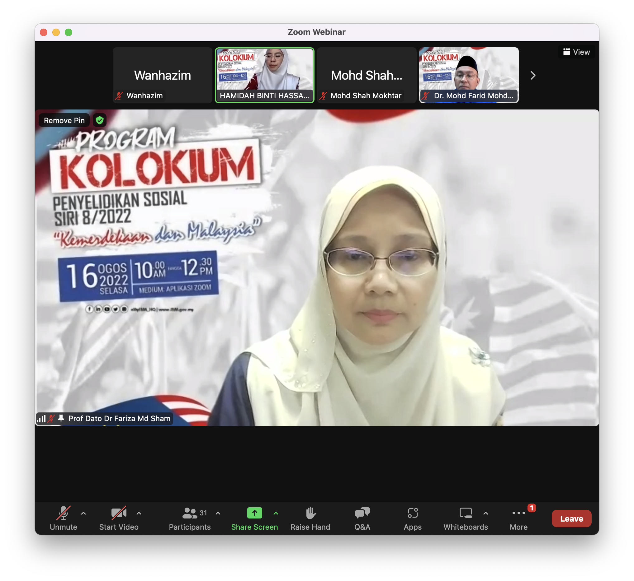 Program Kolokium Penyelidikan Sosial Ism Siri 8-2022 Bertemakan Kemerdekaan Dan Malaysia pic 010