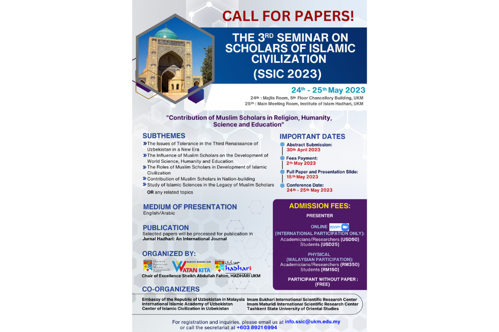 Call For Papers – 3rd Seminar on Scholars of Islamic Civilization (SSIC 2023)