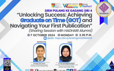 Sirih Pulang Ke Gagang Siri 4: Unlocking Success: Achieving Graduate on Time (GOT) and Navigating Your First Publication